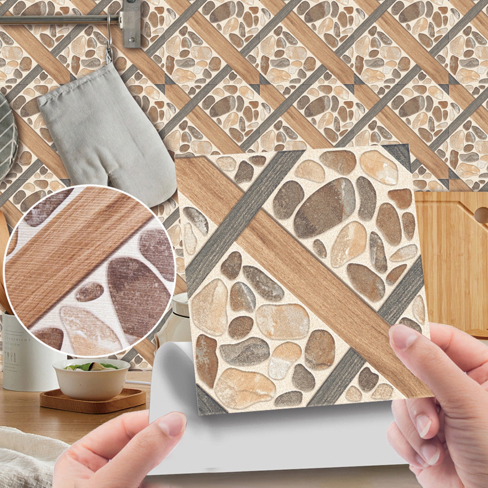Clearance Sale!iOPQO Peel And Stick Tile,Home Decor,Imitation Wood Grain Tile Stickers Retro ...