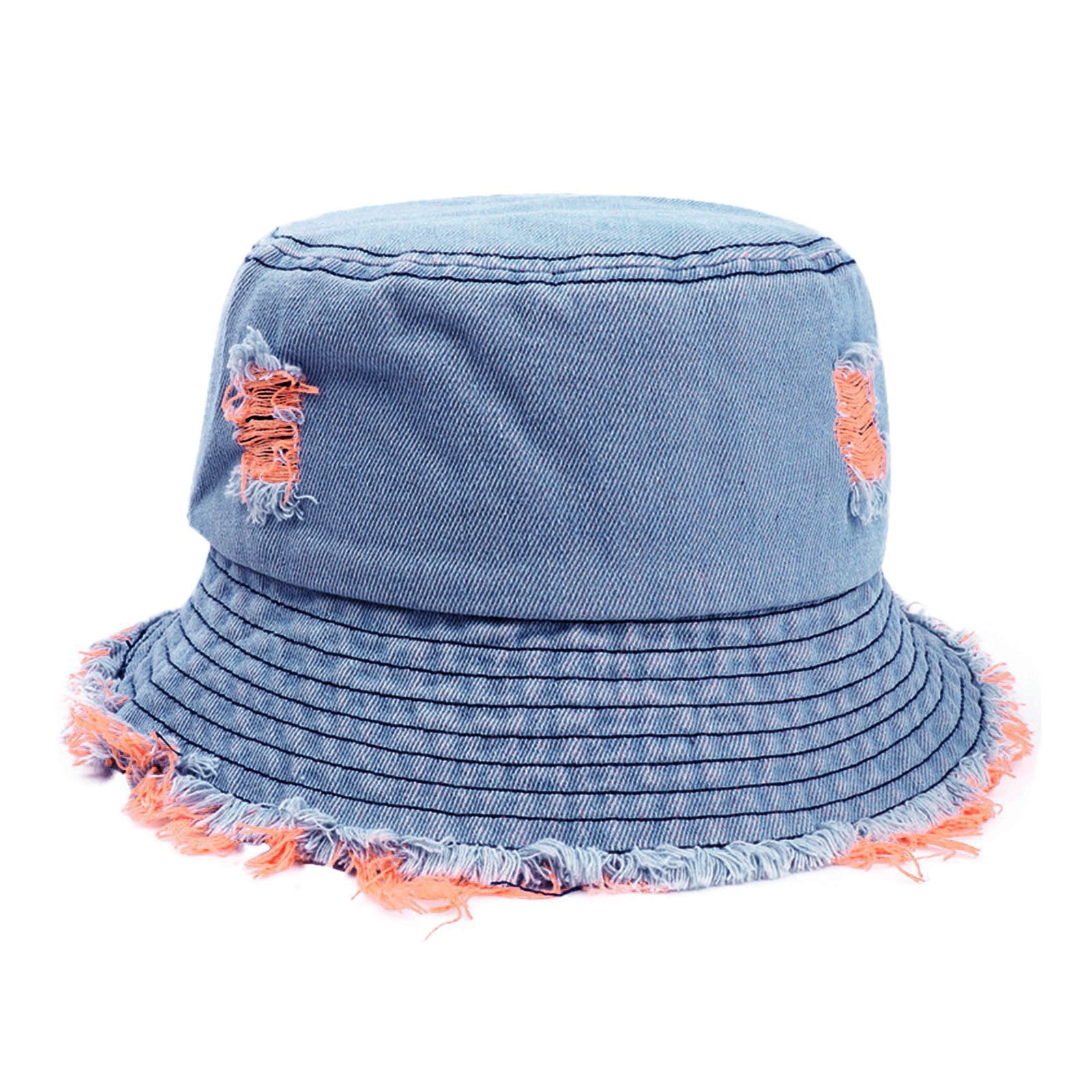 Clearance Sale Zoofduhp Beach Hats for Women Bucket Hats for Woman Aldult Bucket Hats Jean Washed Denim Hole Teens Frayed Ripped Vintage Fisherman