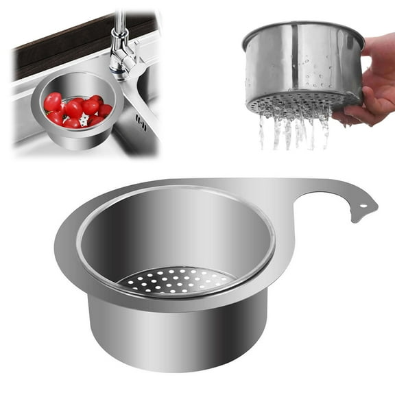 Clearance Sales! 2025 Upgrade Multi-functional Drain Basket, Stainless Steel Hanging Sink Strainer Basket Food Drainer for Sink, Kitchen Sink Strainer Basket and Vegetables Fruits Clean