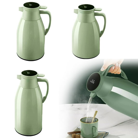 Clearance Sales! Aminojy 1L Coffee Thermos, Insulated Beverage Server With Glass Liner, Coffee Carafe With Temperature Display, Double Wall Vacuum Hot Water Carafe Keep Hot For 24H My Orders