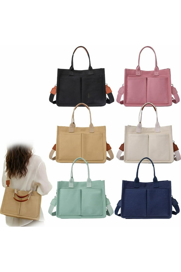 Clearance Sales! Aminojy Canvas Reusable Grocery Bags, Reusable Grocery Shopping Bags, Large Canvas Tote Bag for Women - Beach & Travel, Laptop Shoulder Bag Work Beach Gym