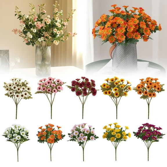 Clearance Sales! Artificial Fall Chrysanthemums Flowers, Outdoor Artificial Fake Mums Plants Uv Resistant Autumn Faux Orange Silk Flowers for Planter Porch Patio Garden Decoration Walmart Pallets