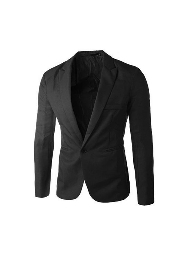 HWRETIE Blazers and Sports Coats Charm Men's Casual Slim Fit One Button Suit Blazer Coat Jacket Tops Men/Black 2Xl