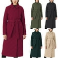 thumbnail image 1 of Women Casual Cotton Coat Rhombic V-neck Long Belt Warm Loose Coat Winter Coats for Women, 1 of 6