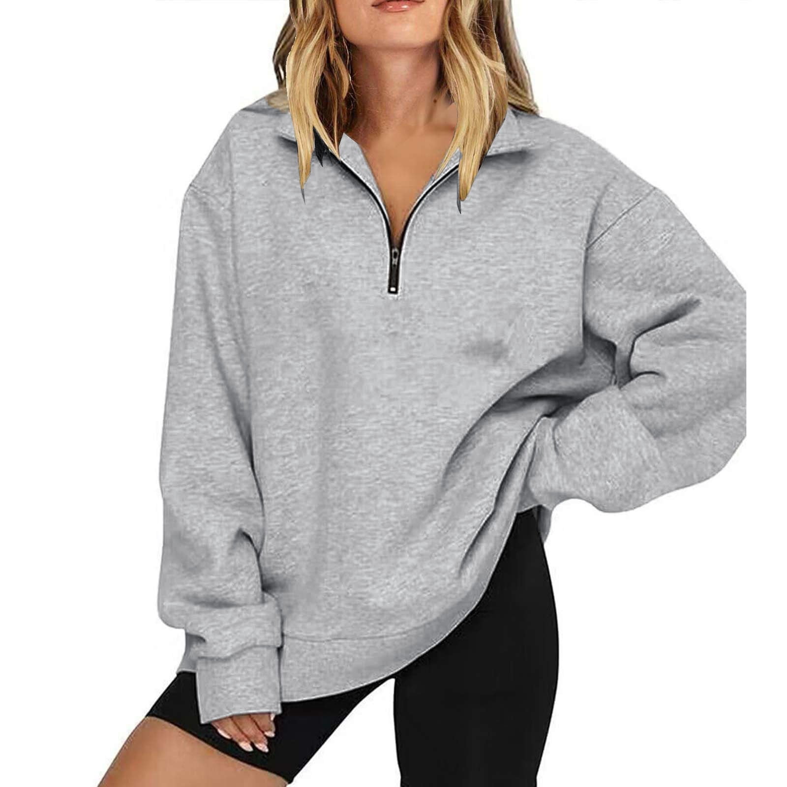 Womens halfzip pullover sweatshirt comfortable and stylish long