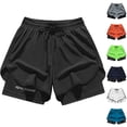 thumbnail image 1 of Abomasnow Men's 2 in 1 Running Shorts 3" Lightweight Elastic Waist Drawstring Quick Dry Sweat Shorts High Compression Liner Professional Athletic Gym Shorts, 1 of 8