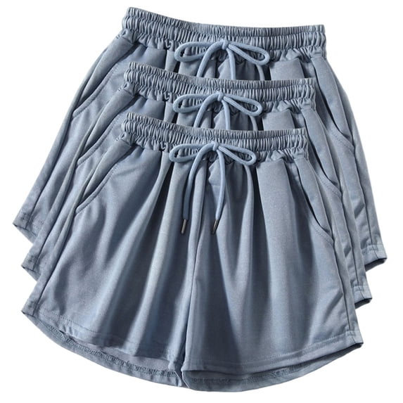 Clearance Sales Deals Abomasnow Shorts for Women Summer 3 Piece Elastic Waist Drawstring Beach Shorts Breathable Wide Leg Thin Shorts for Athletic Workout Gym