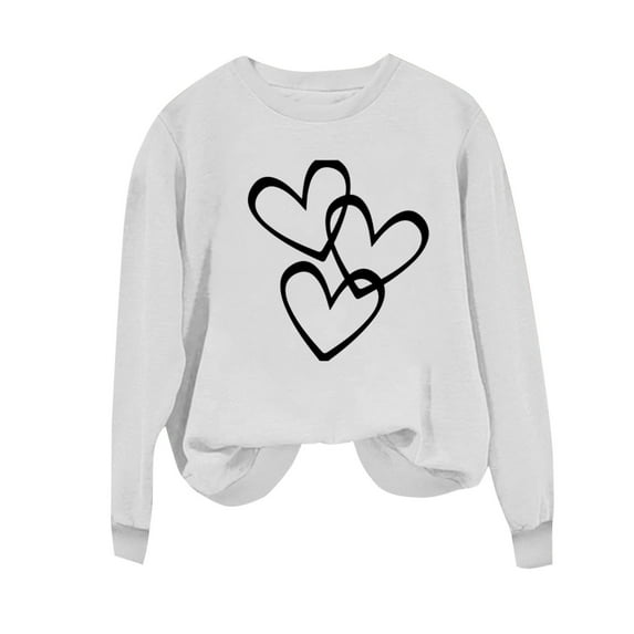 S Buigttklop Valentine'S Day Shirts for Women 2024 Cute Love Heart Graphic Loose Fit Pullover Blouse Casual Crewneck Sweatshirts