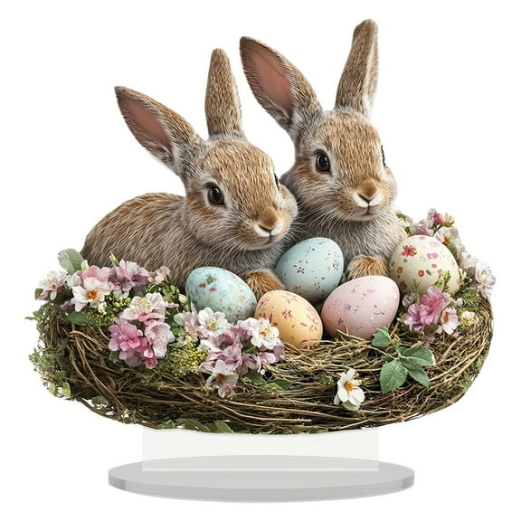 Clearance Sales! Easter Bunny Decorative Acrylic Egg Ornament Festive Home Decor Tabletop Decoration For Easter Celebration
