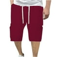 thumbnail image 1 of Inleife Man Fashion Leisure Solid Color Multiple Pockets Draw Rope Five Quarter Pants, 1 of 5