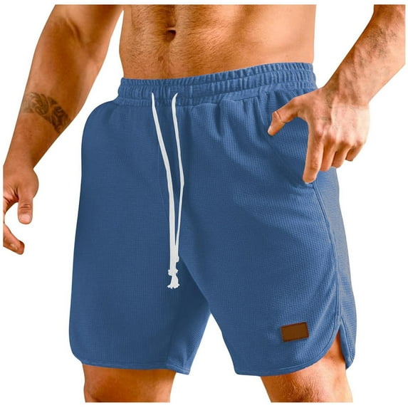 Inleife Men Casual Solid Summer With Pockets Drawstring Middle Waist Sport Short Pants