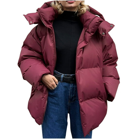 Inleife Womens Fall And Winter Jackets Women's Loose Cotton Jacket Long-Sleeved Cotton Clothes