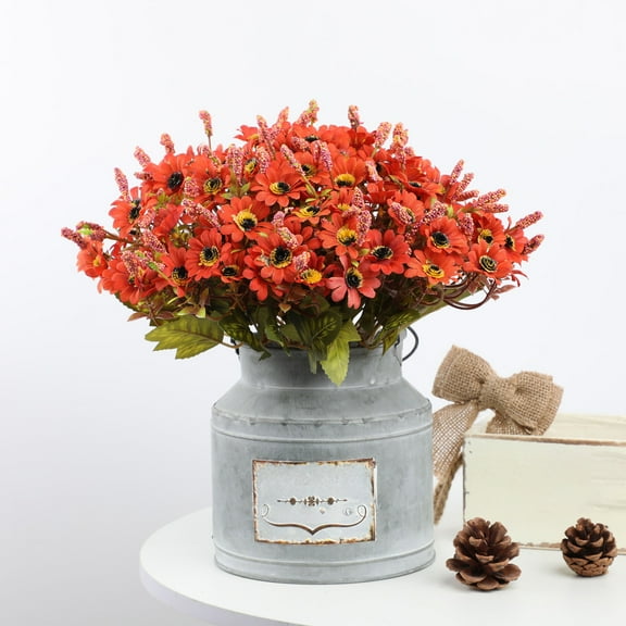 Clearance Sales Latrodar Artificial Flowers for Decoration Simulated Bouquet Fake Flowers Wedding Home Hotel Lightweight Ornaments Decoration Red 13.2x6 Inch