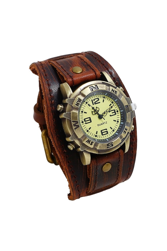 Home Decor,Men Punk Retro Simple Fashion Pin Buckle Strap Leather Watch