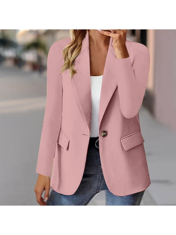 Women's Fashion Solid Button Suit Coat Long Sleeve Hatless Casual Coat/Jacket Tops Fleece Jacket Women