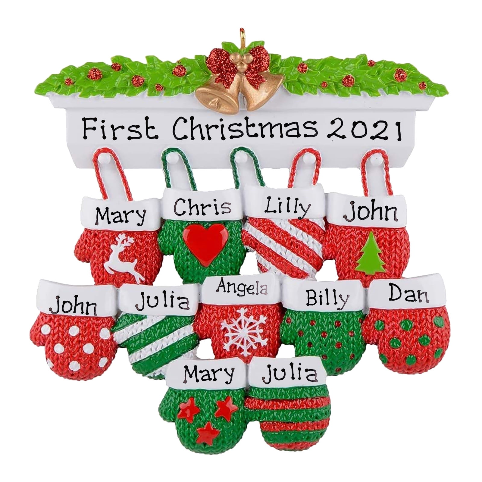 Personalised Family Christmas Xmas Tree Decoration Ornament - Fireplace Family