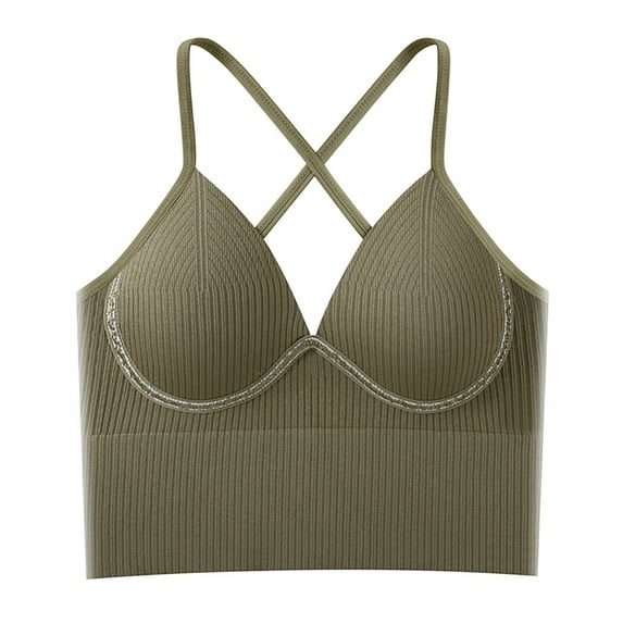 RYDCOT Double-Strap Convertible Sports Bra - Women's Ruched Sports Bras Padded Workout Tops Medium Support Crop Tops Wireless High-Support Yoga Sports Bra