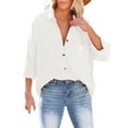 thumbnail image 1 of Clothing 2025 Super Soft Wrinkle Free Button Down Shirts for Women Formal Work Dress Blouses Tops Womens Button Down Shirts Boyfriend Long Sleeve Oversized Blouses Tops, 1 of 7