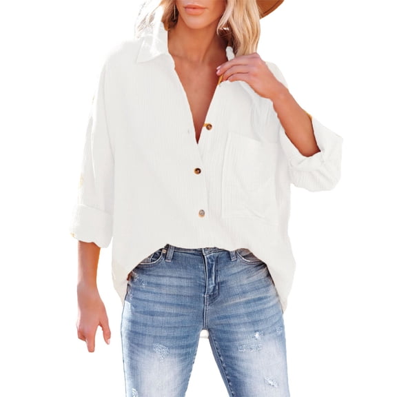 Clothing 2025 Super Soft Wrinkle Free Button Down Shirts for Women Formal Work Dress Blouses Tops Womens Button Down Shirts Boyfriend Long Sleeve Oversized Blouses Tops