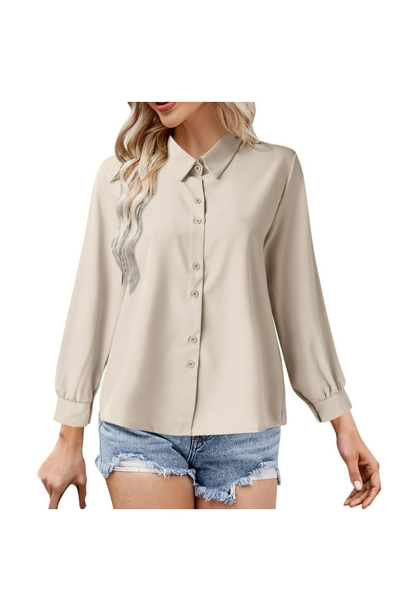 Clothing 2025 Super Soft Wrinkle Free Button Down Shirts for Women Formal Work Dress Blouses Tops Womens Button Down Shirts Boyfriend Long Sleeve Oversized Blouses Tops
