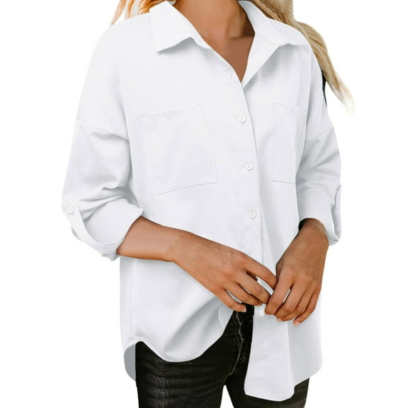 Clothing 2025 Super Soft Wrinkle Free Button Down Shirts for Women Formal Work Dress Blouses Tops Womens Button Down Shirts Boyfriend Long Sleeve Oversized Blouses Tops