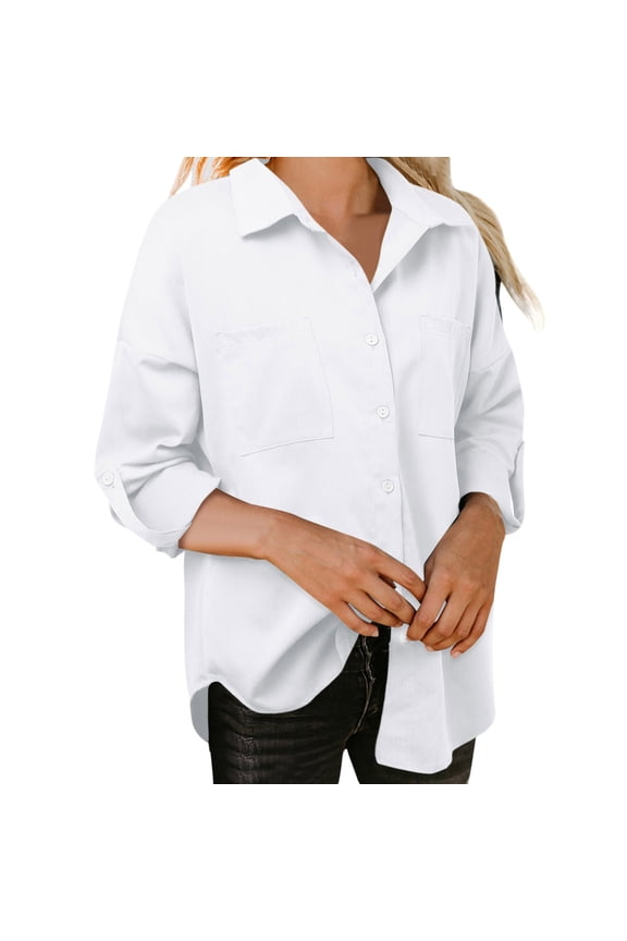 Clothing 2025 Super Soft Wrinkle Free Button Down Shirts for Women Formal Work Dress Blouses Tops Womens Button Down Shirts Boyfriend Long Sleeve Oversized Blouses Tops