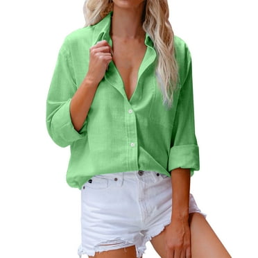Clearance Sales Super Soft Wrinkle Free Button Down Shirts for Women Formal Work Dress Blouses Tops Womens Button Down Shirts Boyfriend Long Sleeve Oversized Blouses Tops
