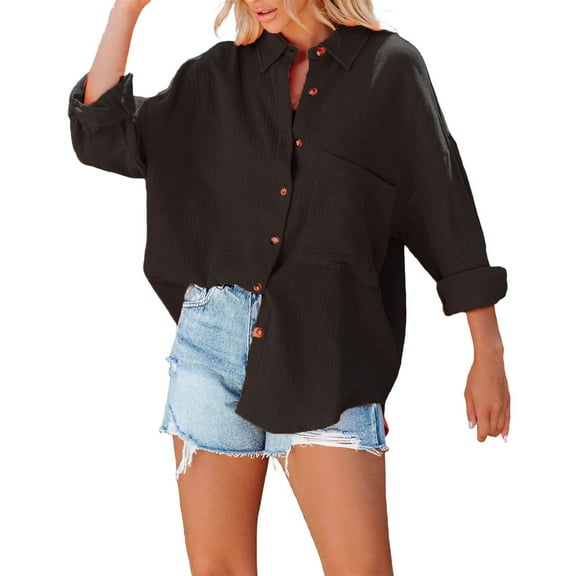 Clothing 2025 Super Soft Wrinkle Free Button Down Shirts for Women Formal Work Dress Blouses Tops Womens Button Down Shirts Boyfriend Long Sleeve Oversized Blouses Tops