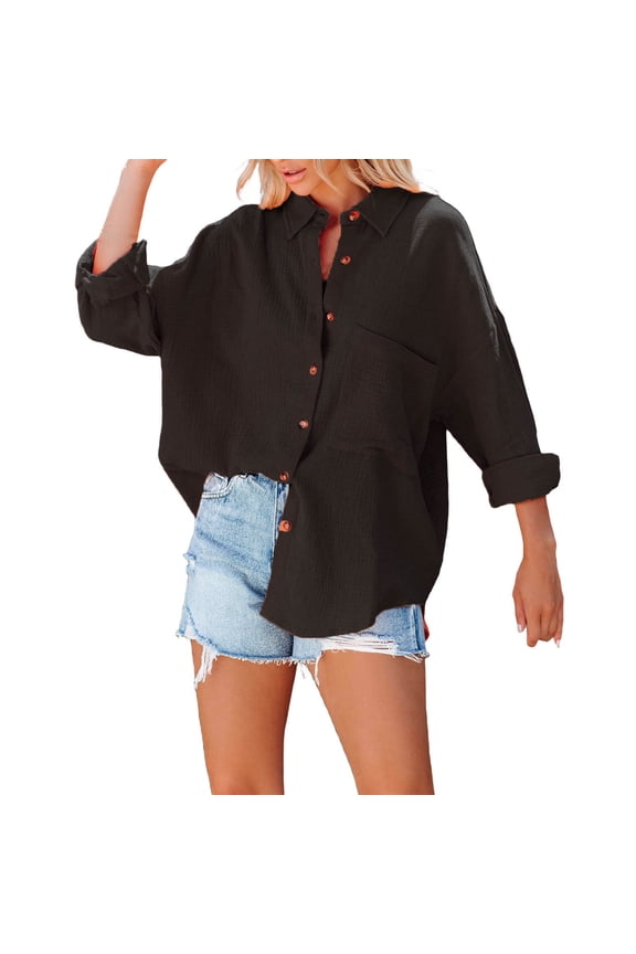 Clothing 2025 Super Soft Wrinkle Free Button Down Shirts for Women Formal Work Dress Blouses Tops Womens Button Down Shirts Boyfriend Long Sleeve Oversized Blouses Tops