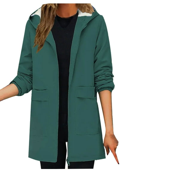 Womens Winter Parka Jackets Thick Warm Lamb Wool Padded Coat Mid-Length Hooded Coat