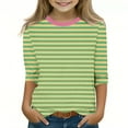 thumbnail image 1 of Girls Shirts Size 10 Crewneck Shirts for Girls 3/4 Sleeve Shirt Striped Tops Girls Blouses Size 6, 1 of 5