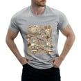 thumbnail image 1 of NAMTYQX Graphic Tees Men Pattern Cozy Lounge Cool Light Plus Size Crewneck Casual Baggy Short Sleeve Mens Hawaiian Shirts Short Sleeve Gray Size 3XL, 1 of 5