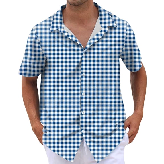 NAMTYQX Mens Hawaiian Shirts Short Sleeve Light Plus Size V Neck Textured Printed Casual Short Sleeve Button Up Mens Graphic T-Shirts Blue Size 3XL