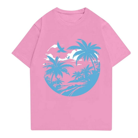 NAMTYQX Mens T Shirts Short Sleeve Patterns Crewneck Baggy Stretchy Lightweight Slacking Oversized Casual Airoft Graphic Tees Men Pink Size M