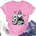 thumbnail image 1 of NAMTYQX Plus Size Summer Tops Soft Loose Print Mit Muster Light Plus Size Crew-Neck Simple Short Sleeve Going Out Tops for Women Pink Size XL, 1 of 5