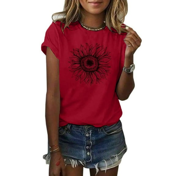 NAMTYQX Shirts for Teens Girls Short Sleeve Patterned Graphic Airoft Crewneck Stretchy Plus Size Fashion Loose Fit Graphic Tees Hot Pink Size 3XL