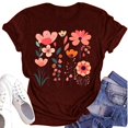 thumbnail image 1 of NAMTYQX Shirts for Women Trendy Summer Scoop Neck Oversized Lightweight mit Print Short Sleeve Loose Fit Patterned Soft Casual Hawaiian Shirts for Women Wine Size L, 1 of 4