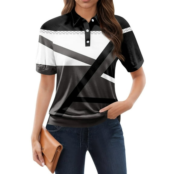 NAMTYQX Spring Tops for Women 2025 Womens Polo Shirts Lounge Trendy Short Sleeve Soft Lapel V Neck Gray Size 3XL