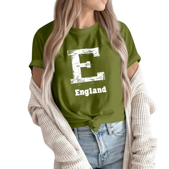 NAMTYQX Summer Blouses for Women 2025 mit Print Breathable Lightweight Casual Short Sleeve Crewneck Graphic Loose Fit Oversized Tops for Women 2025 Army Green Size 2XL