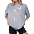 thumbnail image 1 of NAMTYQX Summer Tops Muster Crewneck Plus Size Casual Loose Stretchy Cool Graphic Short Sleeve Womens Spring Tops Light Gray Size M, 1 of 4