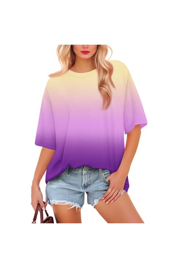 Tshirts Shirts for Women Baggy Plus Size Short Sleeve Scoop Neck Soft Classic Casual Popular Patterns Vermilion Size S