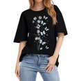thumbnail image 1 of NAMTYQX Tshirts Shirts for Women Cool Oversized mit Print Light Trendy Graphic Crew Neck Loose Short Sleeve Tops for Women 2025 Black Size L, 1 of 5