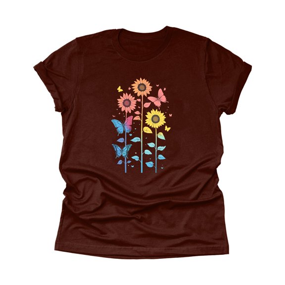 NAMTYQX Tshirts Shirts for Women Lightweight Short Sleeve Round Neck Cool Plus Size Print Graphic Baggys Cute Womens T Shirts Deep Red Size M