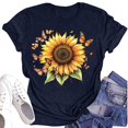 thumbnail image 1 of NAMTYQX Womens Spring Tops Hawaiian Short Sleeve Print Printed Plus Size Relaxed Fit Crew Neck Soft Stretch Graphic Tees for Women Trendy Navy Size S, 1 of 4