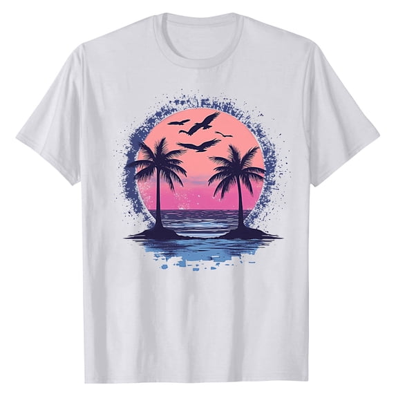 NAMTYQX Womens Summer Tops Crew-Neck mit Muster Plus Size Printed Loose Cool Short Sleeve Stretchy Trendy Summer Shirts for Women 2025 White Size XL