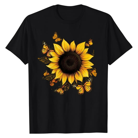 NAMTYQX Womens Tops Cool Plus Size Gemustert Crewneck Short Sleeve Stretchy Patterns Loose Fit Cute Womens Shirts Dressy Casual Black Size S