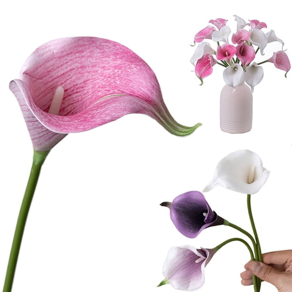 Clearance Under $3 Artificial Calla Lily Calla Lily Spray Plastic For Living Room Office Desk Entryway Table Centerpiece Pink (1Pc)