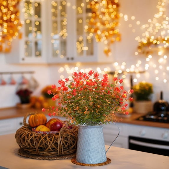Clearance Under $3 Artificial Fall Eucalyptus Camellia 7-Fork Eucalyptus Camellia For Living Room Vase Filler,Plastic (I) (1Pc)