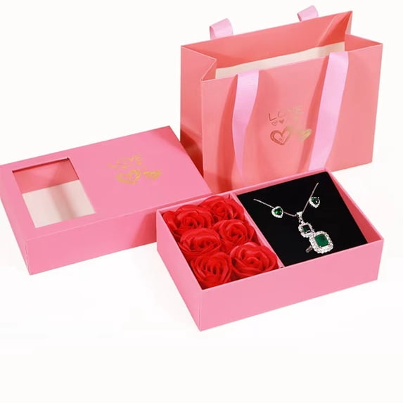 Clearance Under $5 Rose Gift Box Valentine Jewelry Box Plastic For Valentine'S Day Proposal Box Jewelry Display Gift Pink (1Pc)
