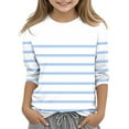 thumbnail image 1 of Clearance Sales Today Deals Prime Shirt for Girls 14-16 Crewneck Shirts for Girls 3/4 Sleeve Shirt Girls Striped Top Retro Girls Tops Size 6, 1 of 4